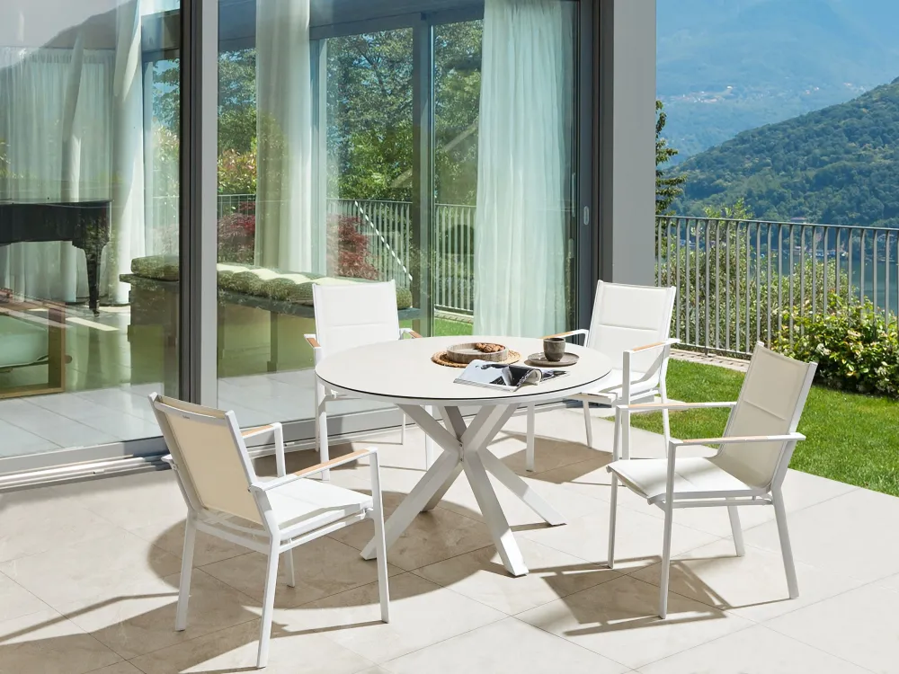 Set 4 Garden Chairs BUSSETO Acciaio White