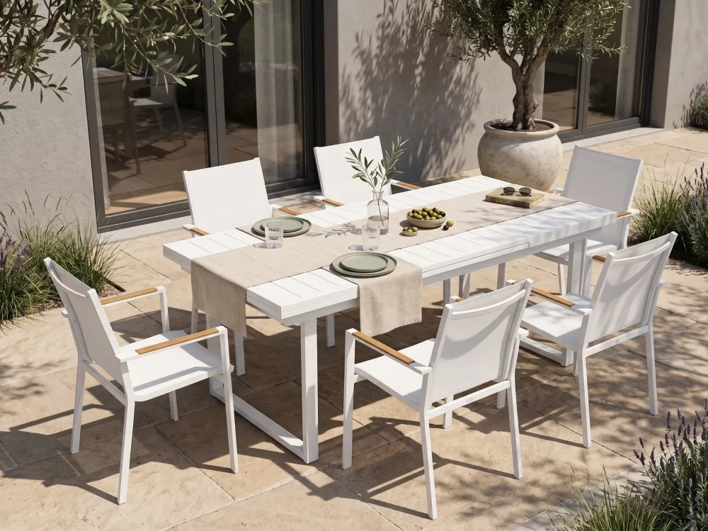 Set 4 Garden Chairs BUSSETO Acciaio White