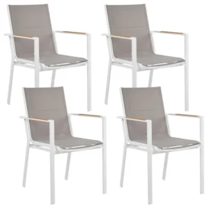 Set 4 Garden Chairs BUSSETO Metallico Grey