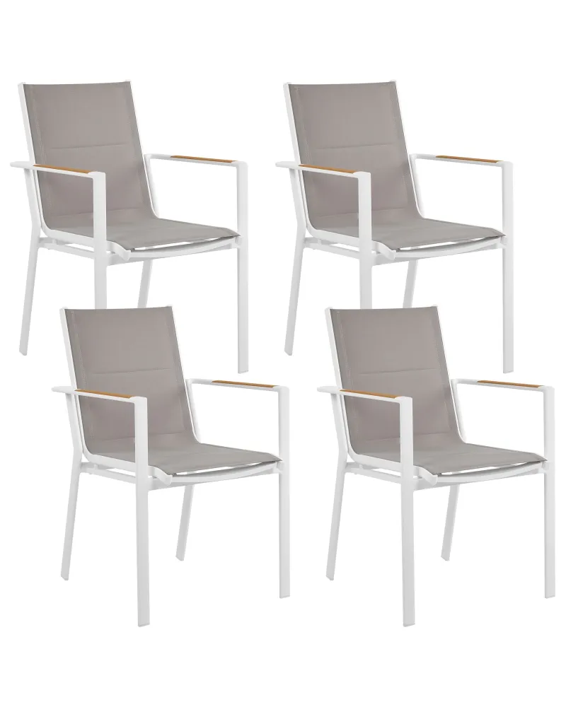 Set 4 Garden Chairs BUSSETO Metallico Grey