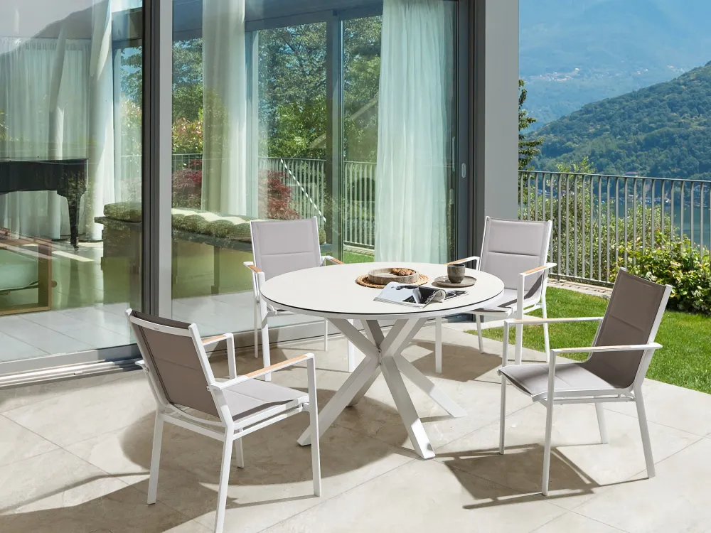 Set 4 Garden Chairs BUSSETO Metallico Grey