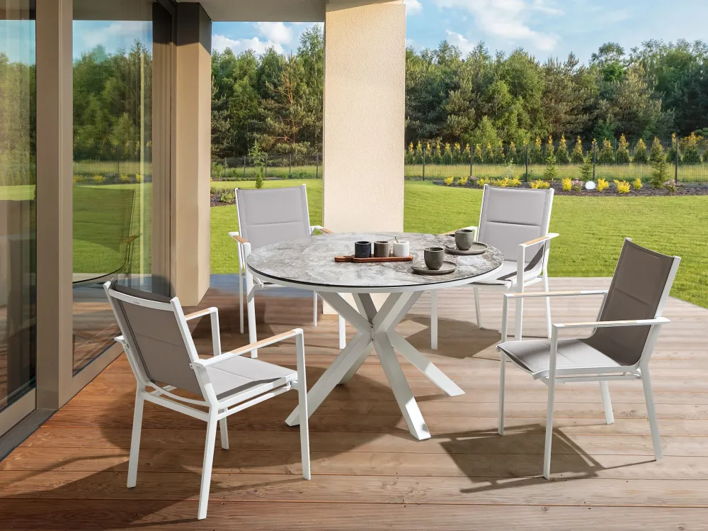 Set 4 Garden Chairs BUSSETO Metallico Grey