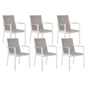 Set 6 Garden Chairs BUSSETO Metallo Grey