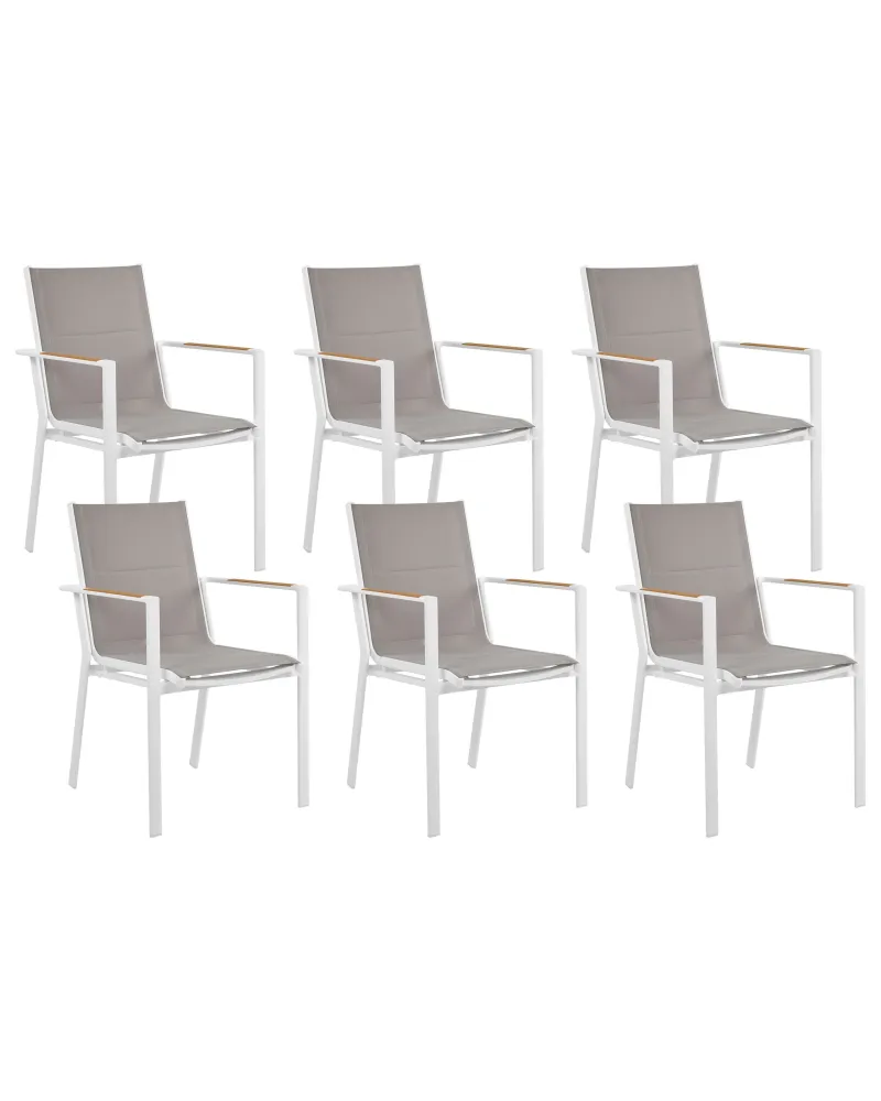Set 6 Garden Chairs BUSSETO Metallo Grey