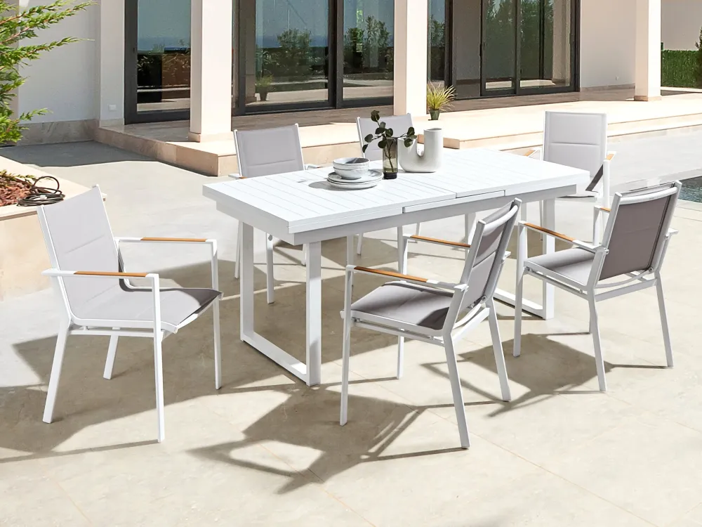 Set 6 Garden Chairs BUSSETO Metallo Grey
