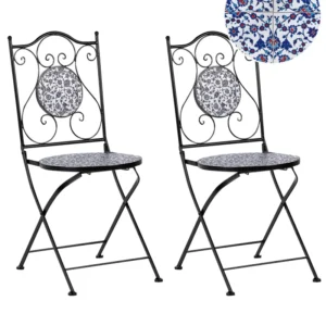 Set 2 Garden Chairs CAMPRENA Metal Nero notte