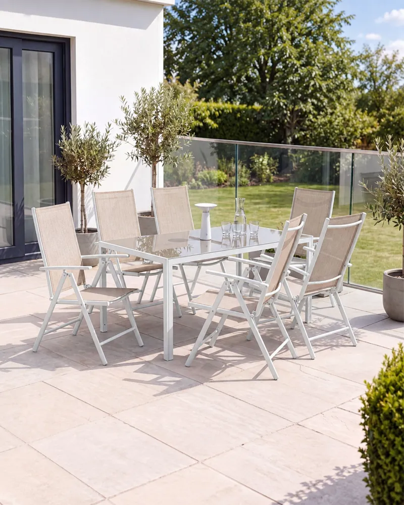 Set 6 Garden Chairs CATANIA Ferro Beige
