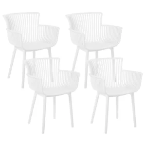 Set 4 Garden Chairs PESARO Synthetic Material White | Impermeabile e UV Resistente