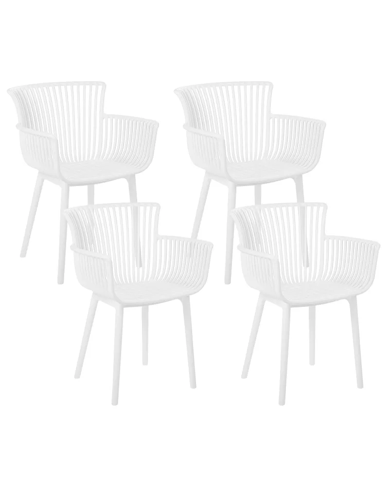 Set 4 Garden Chairs PESARO Synthetic Material White | Impermeabile e UV Resistente