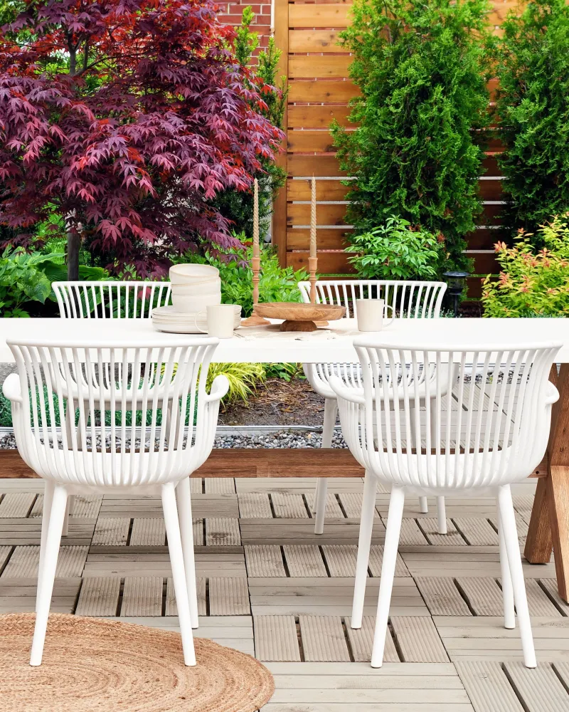 Set 4 Garden Chairs PESARO Synthetic Material White | Impermeabile e UV Resistente
