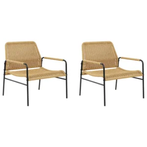 Set 2 Garden Chairs PRASIMO PE Rattan Puro | Completo di Accessori