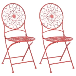 Set 2 Garden Chairs SCARIO Ferro Red Stile Moderno