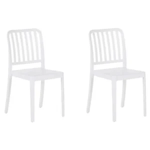 Set 2 Garden Chairs SERSALE Synthetic Material White Alluminio e Tessuto