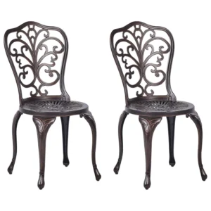 Set 2 Garden Chairs TRIORA Ferro Brown