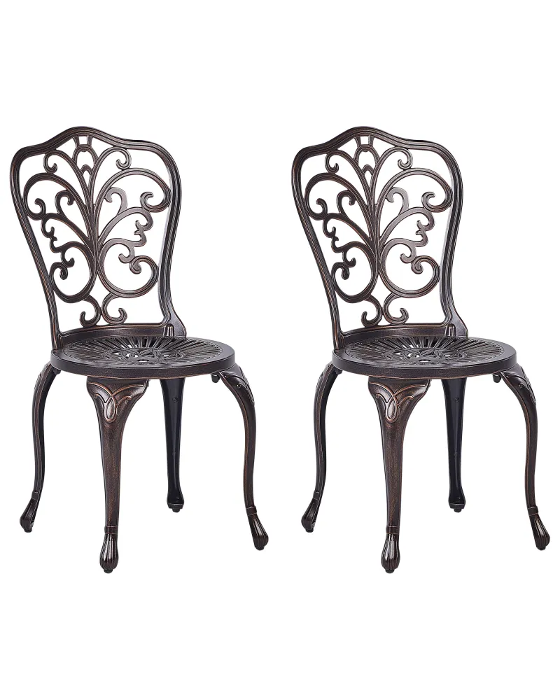 Set 2 Garden Chairs TRIORA Ferro Brown
