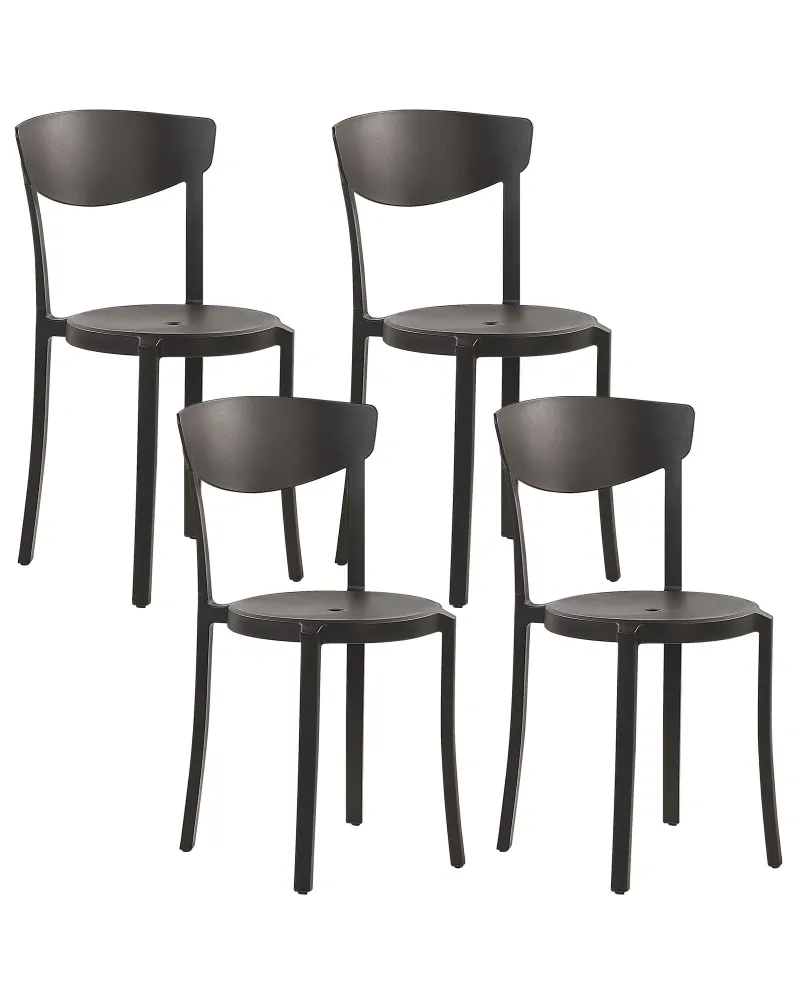 Set 4 Garden Chairs VIESTE Synthetic Material Nero notte