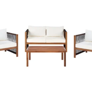 Set da giardino ANTRIA Legno d'acacia Nero Alluminio e Tessuto