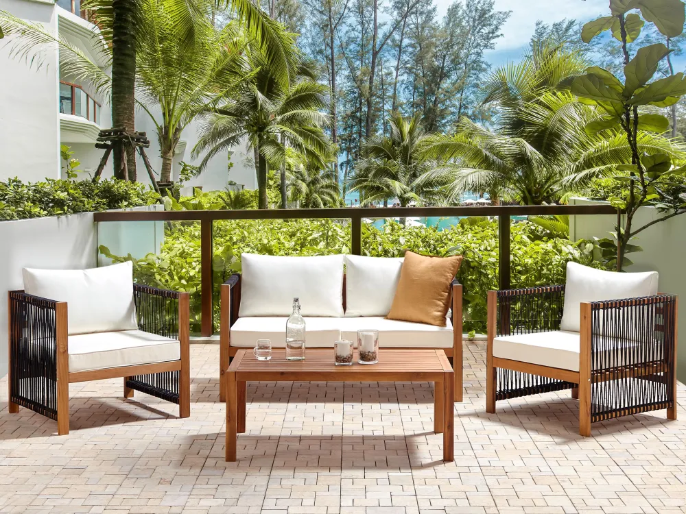 Set da giardino ANTRIA Legno d'acacia Nero Alluminio e Tessuto