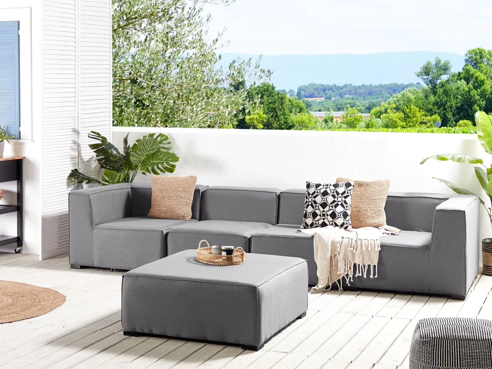 Set da giardino AREZZO Poliestere Grigio Materiale Resina Intrecciata
