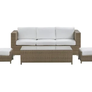 Set da giardino BELLUNO Rattan sintetico Bianco con Cuscini Inclusi