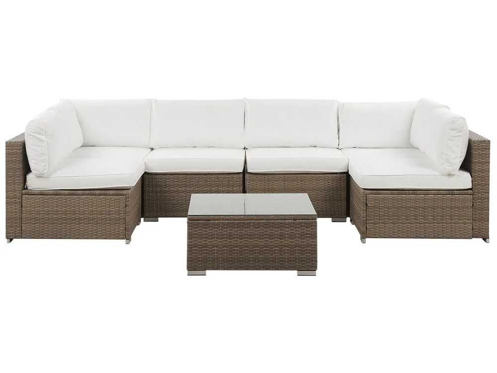 Set da giardino BELVEDERE Rattan sintetico Bianco con Tavolo Allungabile