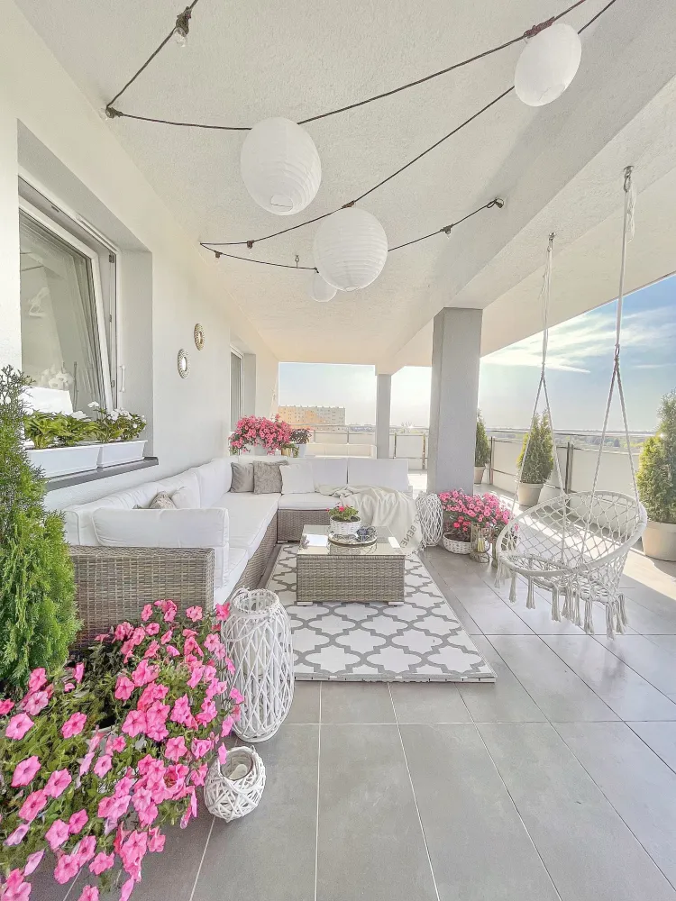 Set da giardino BELVEDERE Rattan sintetico Bianco con Tavolo Allungabile