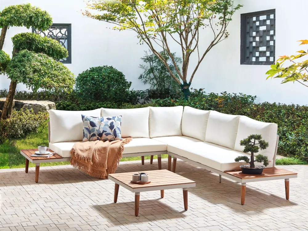 Set da giardino CORATO Legno d'acacia Bianco sudicio Reversibile