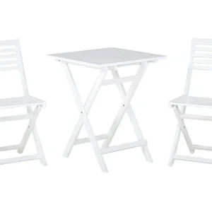 Set da giardino legno bianco FIJI con 4 Sedie e Tavolo