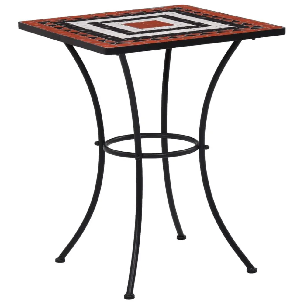 Set Giardino Premium Set Bistrò 3 pz con Mosaico Ceramica Terracotta e Bianco