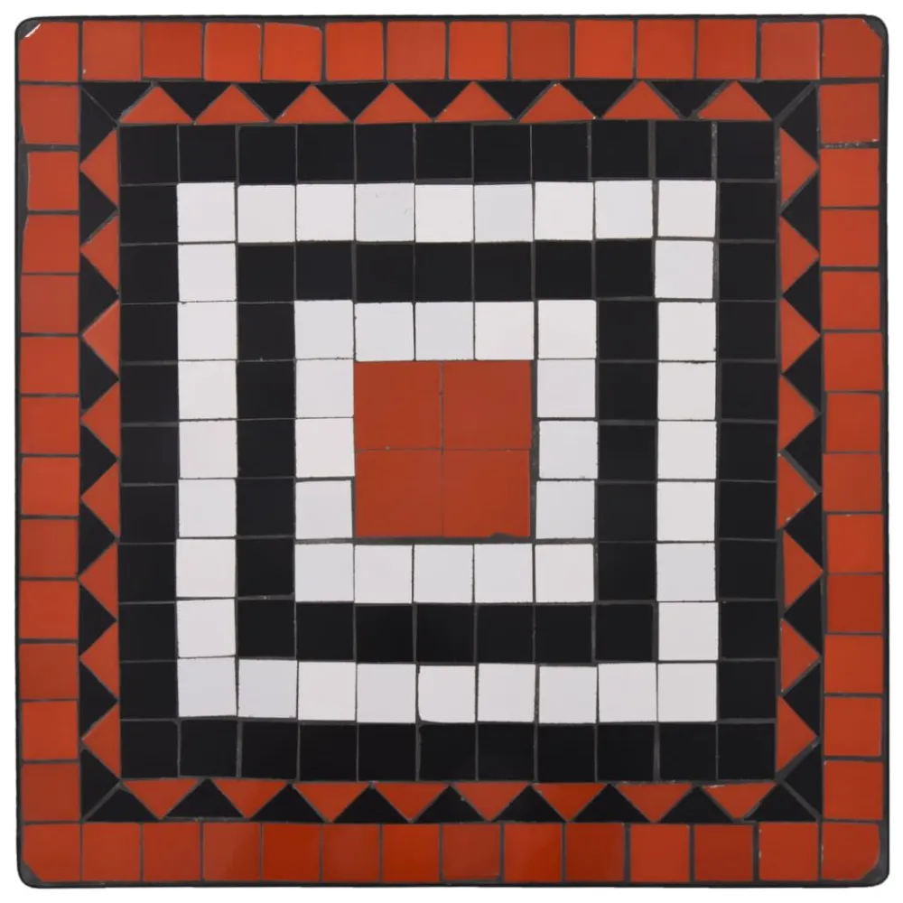Set Giardino Premium Set Bistrò 3 pz con Mosaico Ceramica Terracotta e Bianco