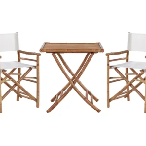 Set Giardino Premium Set bistrò legno di bambù chiaro e bianco sudicio MOLISE