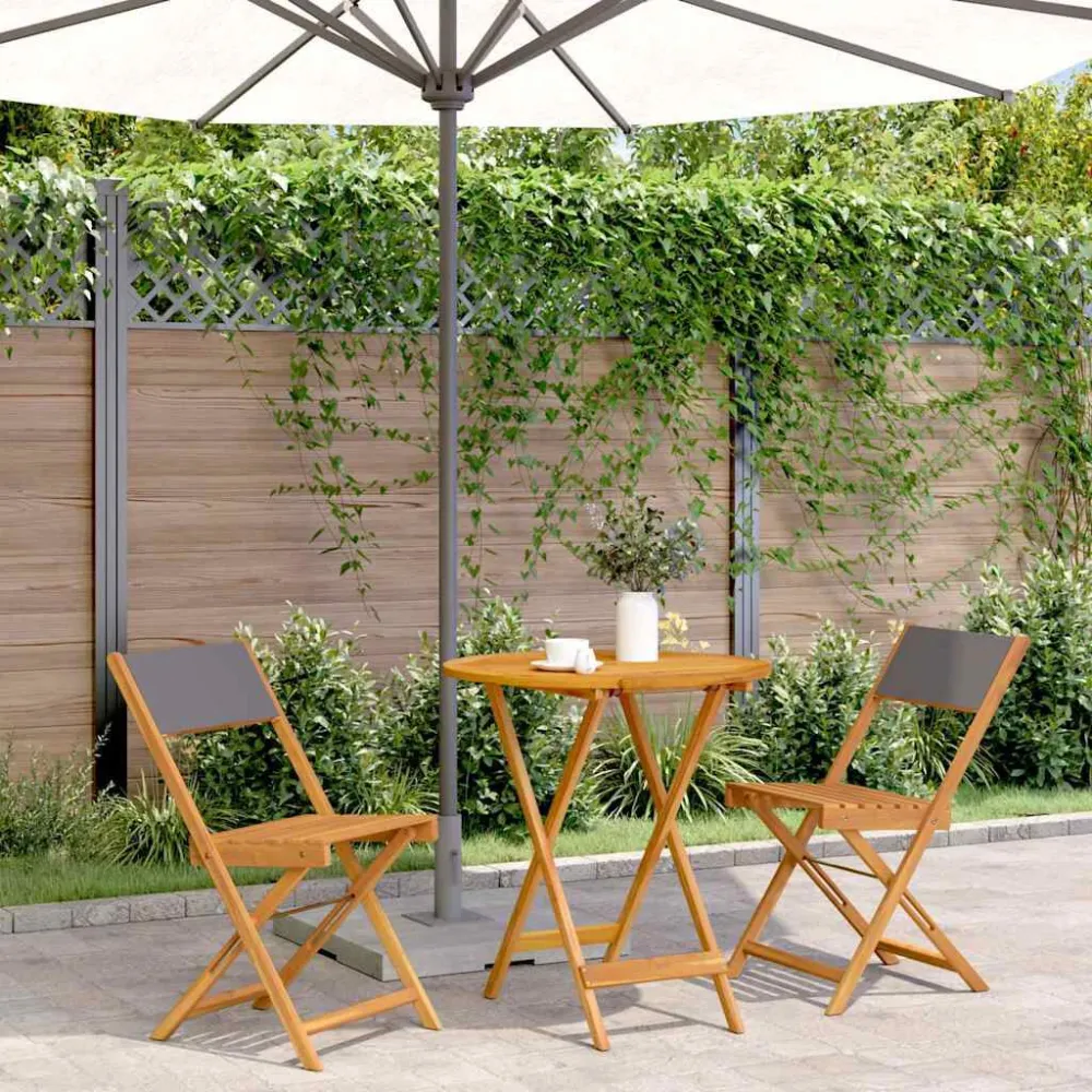 Set Giardino Premium Set da Bistrot 3pz Antracite Tessuto e Legno Massello