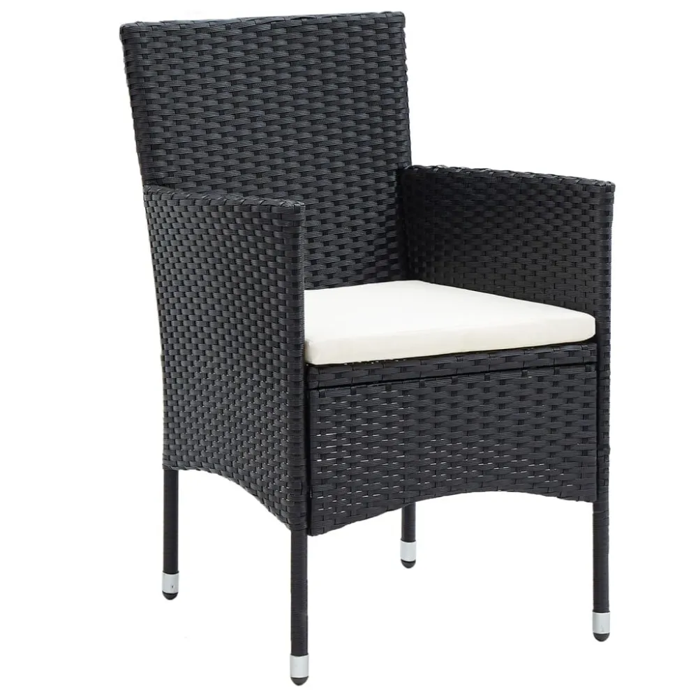 Set Giardino Premium Set da Bistrot per Giardino 5pz Polyrattan Vetro Temperato Nero