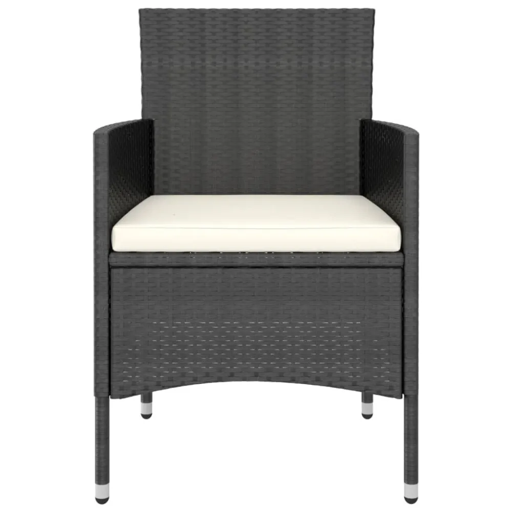 Set Giardino Premium Set da Bistrot per Giardino 5pz Polyrattan Vetro Temperato Nero