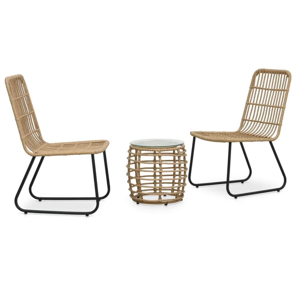 Set Giardino Premium Set da Bistrot 3 pz Polyrattan Rovere