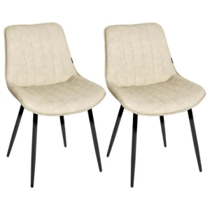 Set Giardino Premium Set 2 Faux Ecopelle Dining Chairs Light Beige DUBROVNIK