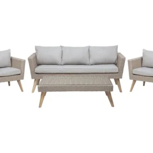 Set Giardino Premium Set da giardino VITTORIA Rattan sintetico Grigio