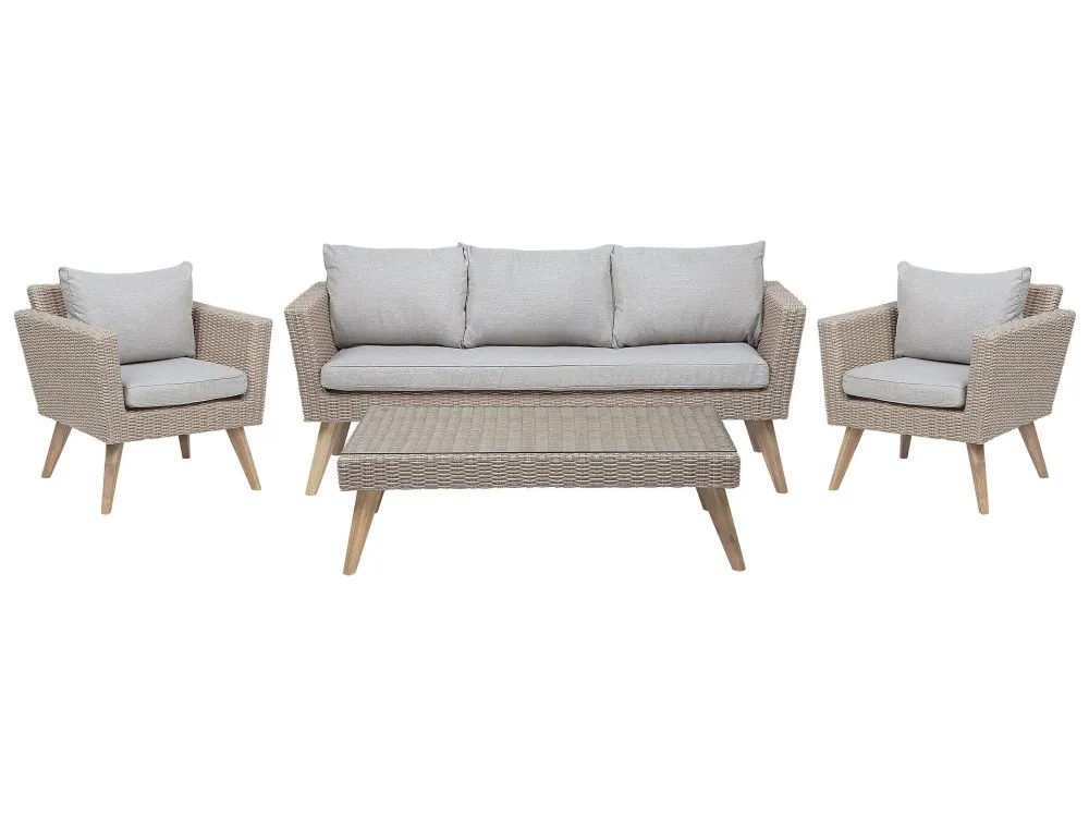 Set Giardino Premium Set da giardino VITTORIA Rattan sintetico Grigio