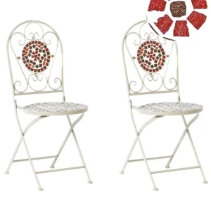 Set Giardino Premium Set di 2 sedie da giardino SPELLO Metallo Bianco
