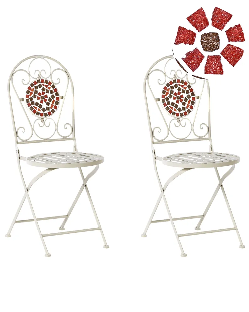 Set Giardino Premium Set di 2 sedie da giardino SPELLO Metallo Bianco