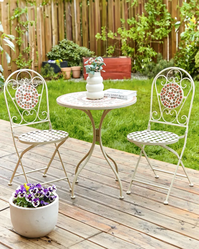 Set Giardino Premium Set di 2 sedie da giardino SPELLO Metallo Bianco