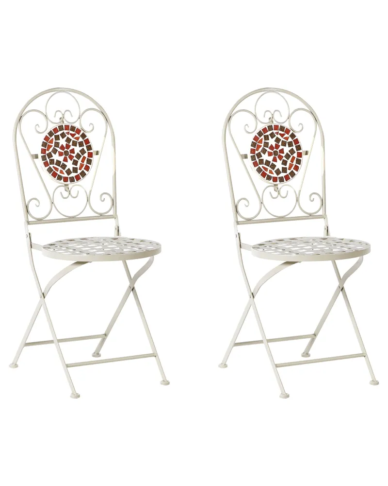Set Giardino Premium Set di 2 sedie da giardino SPELLO Metallo Bianco