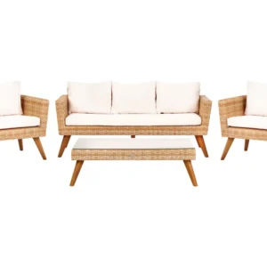 Set da giardino rattan sintetico bianco crema 5 posti VITTORIA XLbianco crema per Terrazzo e Cortile