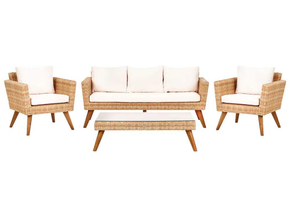 Set da giardino rattan sintetico bianco crema 5 posti VITTORIA XLbianco crema per Terrazzo e Cortile