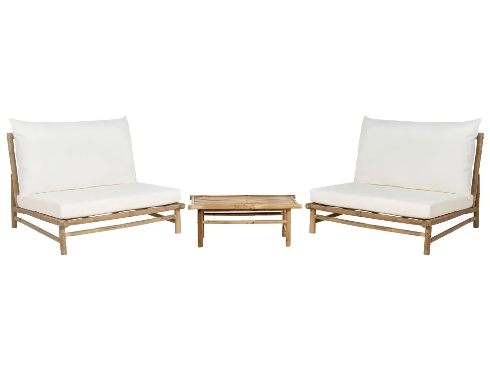Set da giardino TODI Legno di bambù Bianco imbrattato