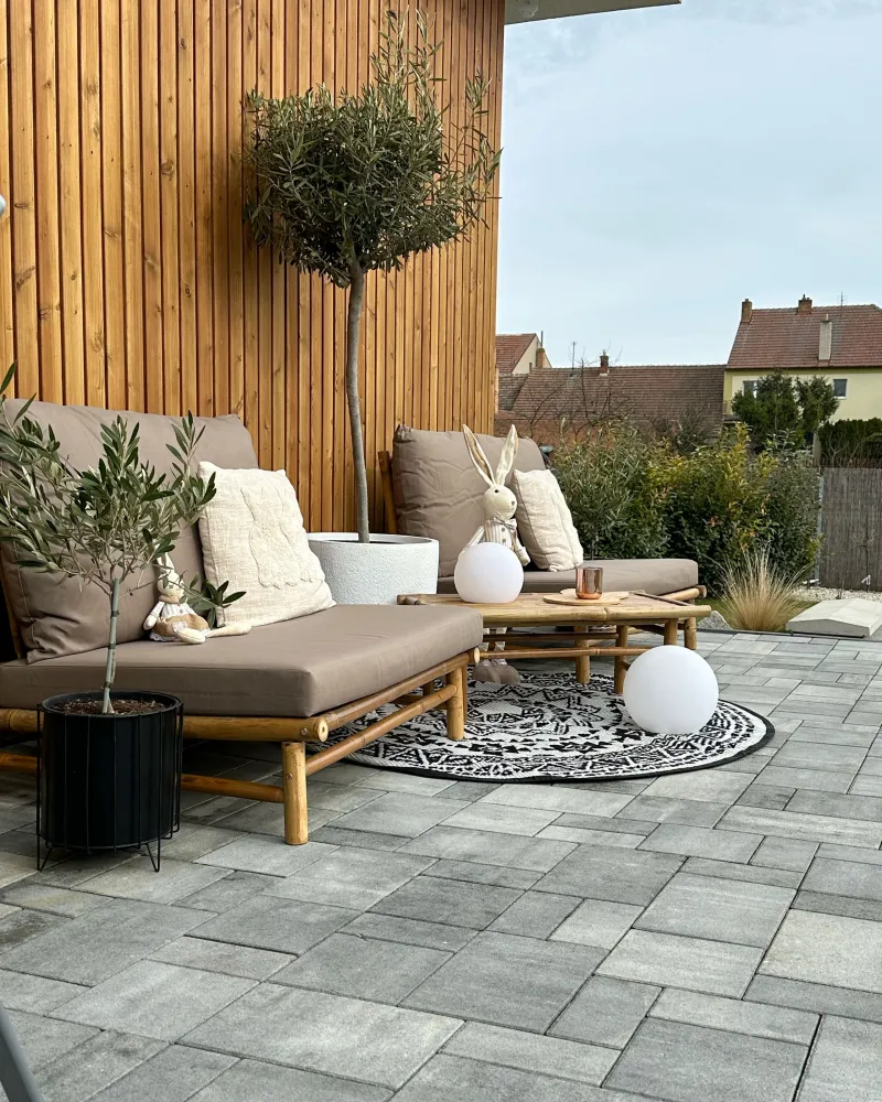 Set da giardino TODI Legno di bambù Tortora Materiale Resina Intrecciata
