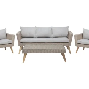 Set da giardino VITTORIA Rattan sintetico Grigio | Impermeabile e UV Resistente