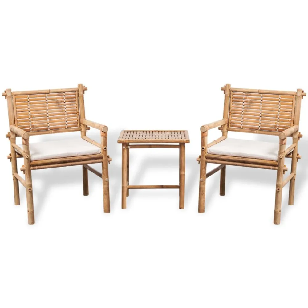 Set Modulare Set da Bistrot 3 pz con Cuscini Bambù