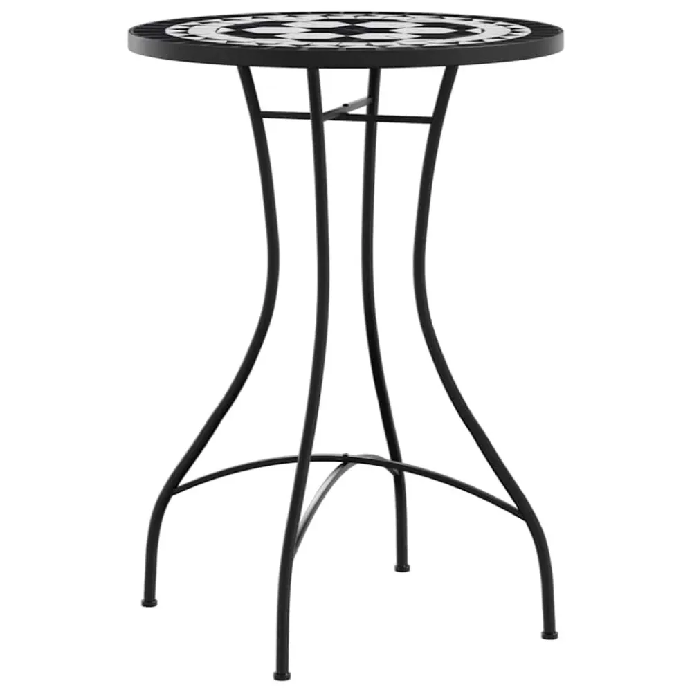 Set Modulare Set da Bistrot con Mosaico Nero e Bianco Ferro e Ceramica
