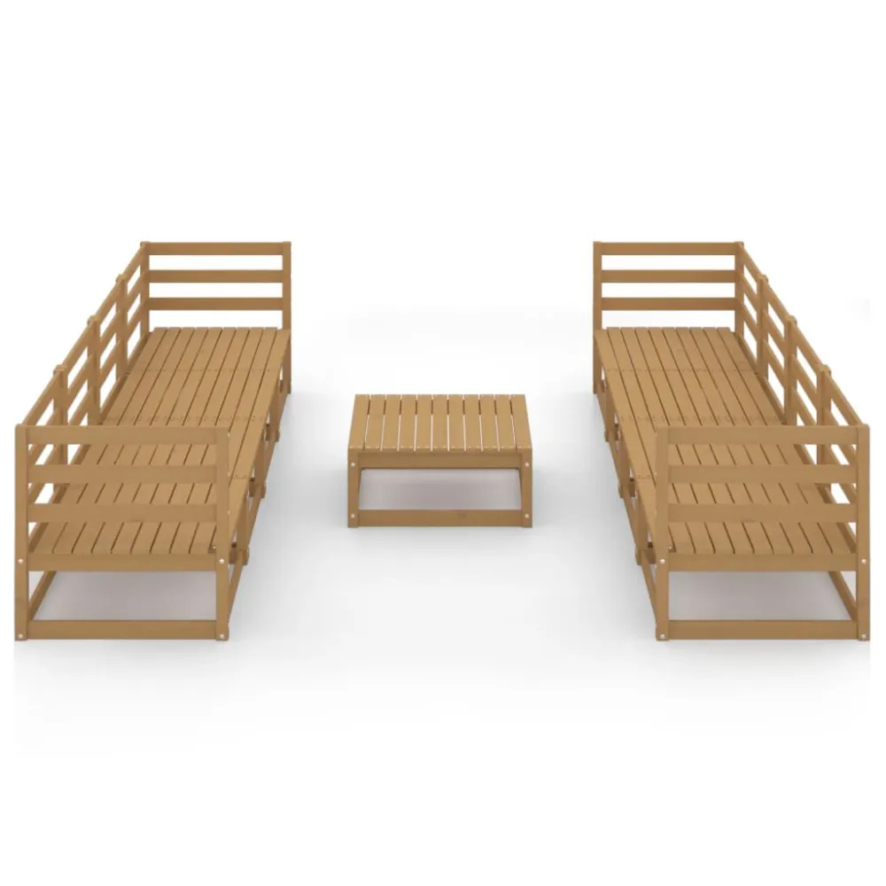 Set Modulare Set Salotto da Giardino 9pz Marrone Ambra Legno Massello Pino